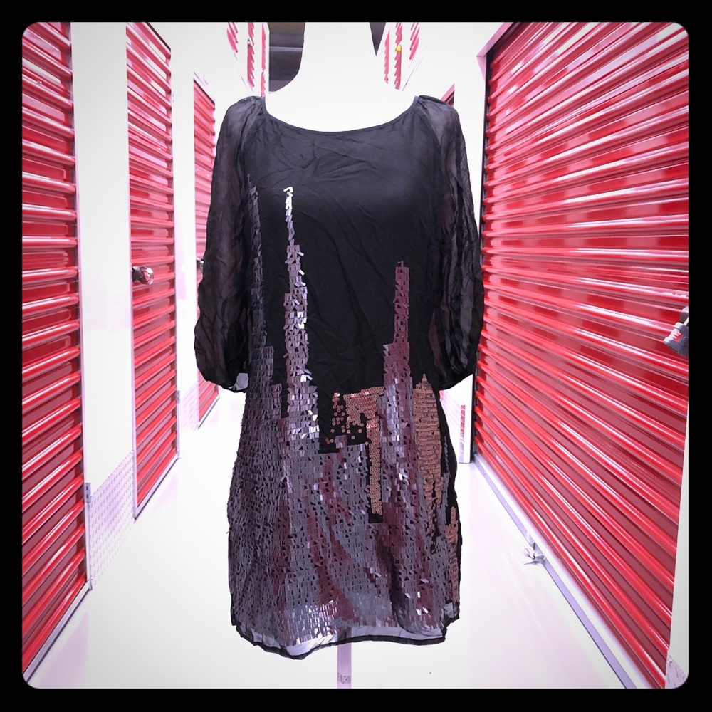 Unique, Glamorous Open Back Cityscape Hype Dress